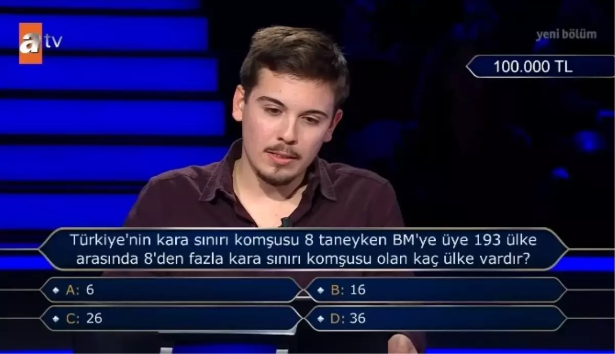 Türkiye'nin kara sınırı komşusu 8 taneyken BM'ye üye 193 ülke arasında 8'den fazla kara sınırı komşusu olan kaç ülke vardır?