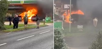 Benzin istasyonuna baltayla saldırdı, alev bir anda her yeri sardı