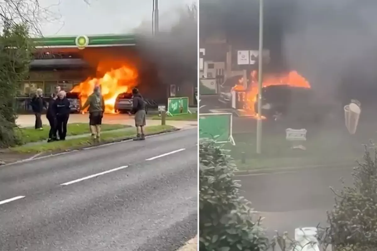 Benzin istasyonuna baltayla saldırdı, alev bir anda her yeri sardı