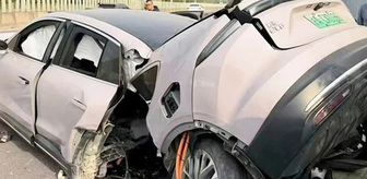 Dev firmanın elektrikli aracı kazada ikiye bölündü
