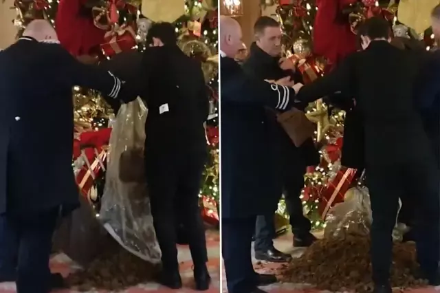 'Fertilizer protest at the famous hotel in London.'