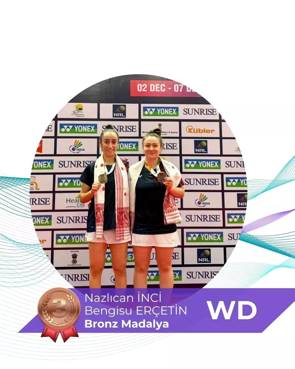 Milli badmintoncular Erçetin ve İnci'den Guwahati Masters'ta bronz madalya