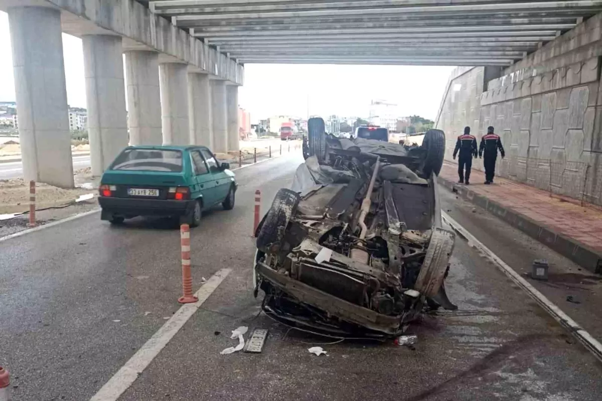 Takla atan otomobilin sürücüsü yaralandı