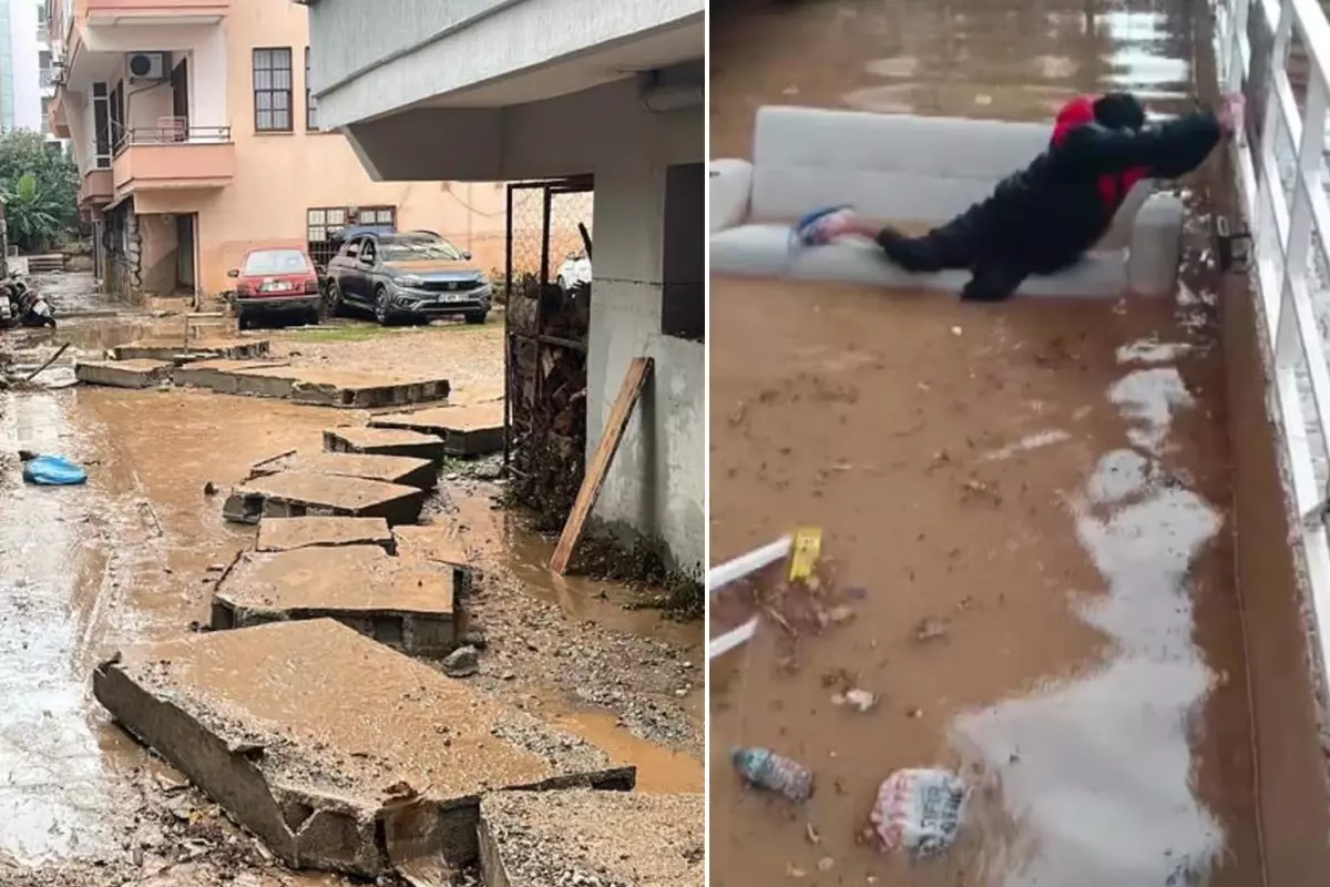 15 dakikalık yağmur ilçeyi sular altında bıraktı