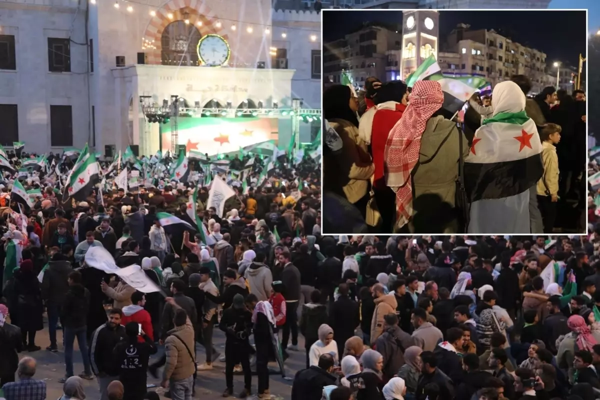 Meydanlara akın ettiler! Suriye'de 1. yıl coşkusu