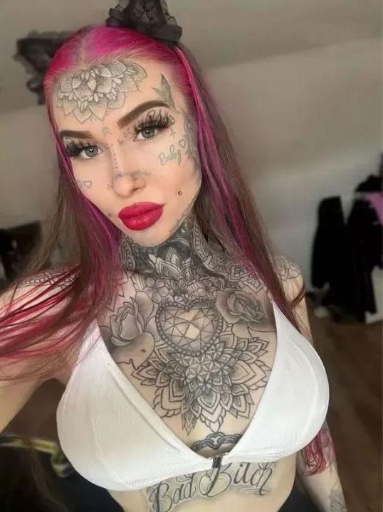 She covered her body with tattoos and split her tongue in two