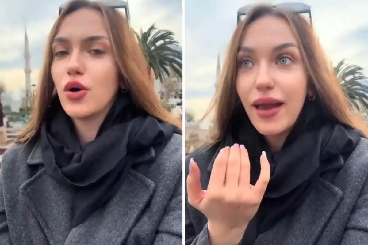 Ukraynalı genç kız, video çekerek Ayasofya'daki uygulamaya tepki gösterdi