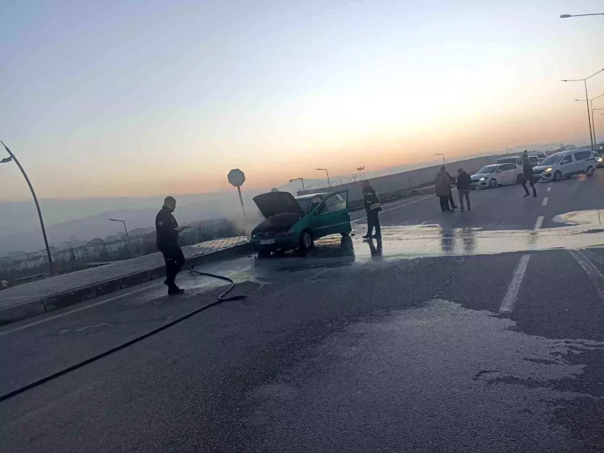 Elazığ'da seyir halindeki araç alev aldı