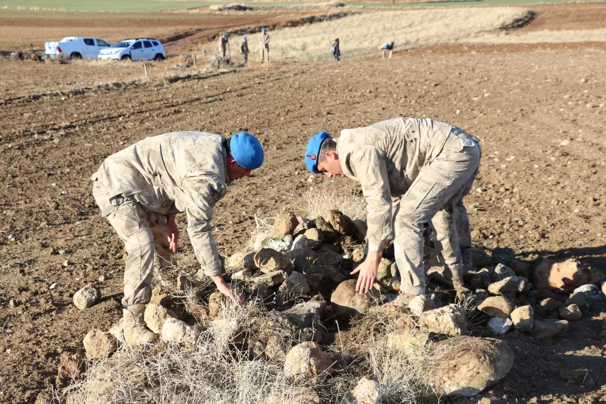 Kesik baş ile suç aleti bıçağın bulunması için her taşın altı kontrol ediliyor