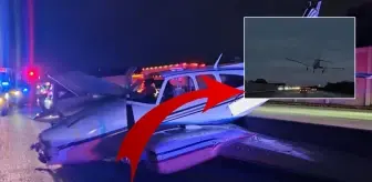 Otoyola iniş yapan uçak otomobilin üzerine düştü