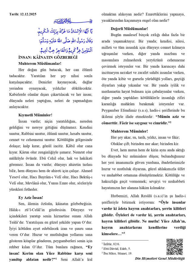 12 Aralık Cuma Hutbesi yayınlandı mı? 12 Aralık Cuma Hutbesi tam metni! 12 Aralık Cuma Hutbesi yayınlandı mı? 12 Aralık Cuma Hutbesi tam metni!