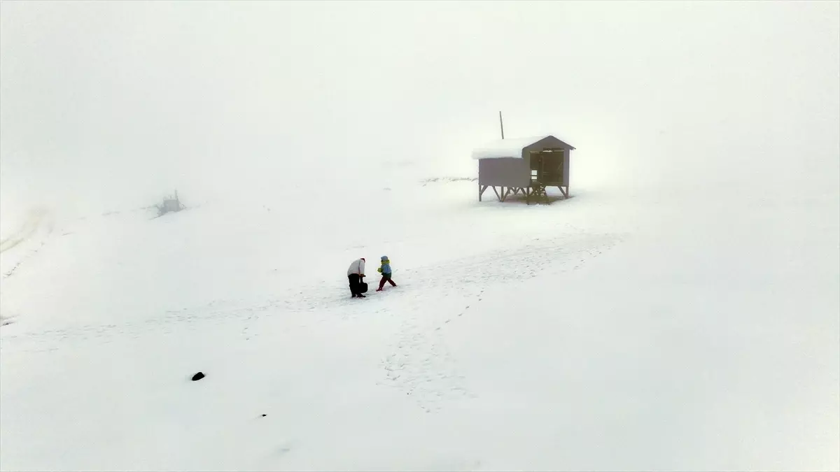 Düzce'nin 1830 rakımlı Kardüz Yaylası'na kar yağdı