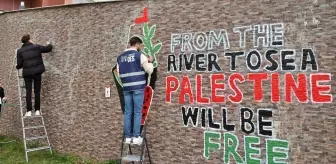 Samsun'da üniversite öğrencilerinden Filistin'e grafitili destek