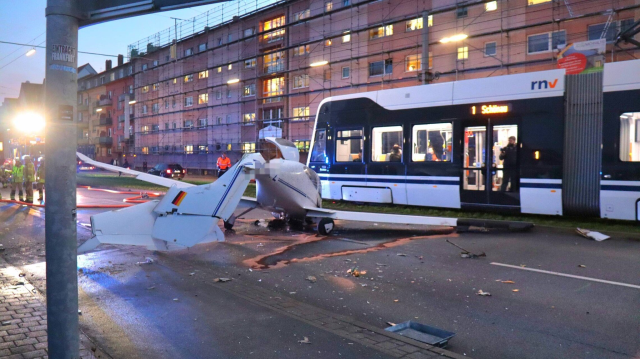 A small plane made an emergency landing on a street in Germany
