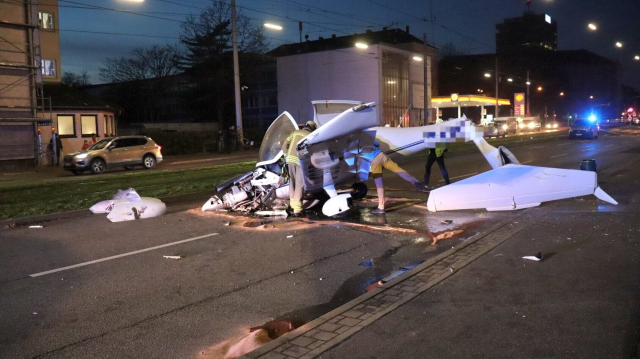 A small plane made an emergency landing on a street in Germany