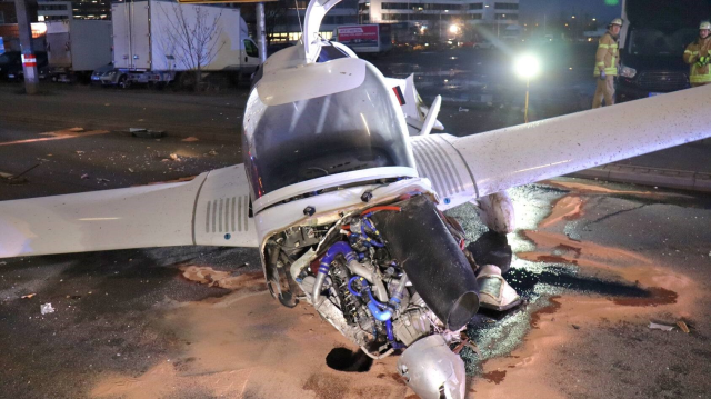 A small plane made an emergency landing on a street in Germany