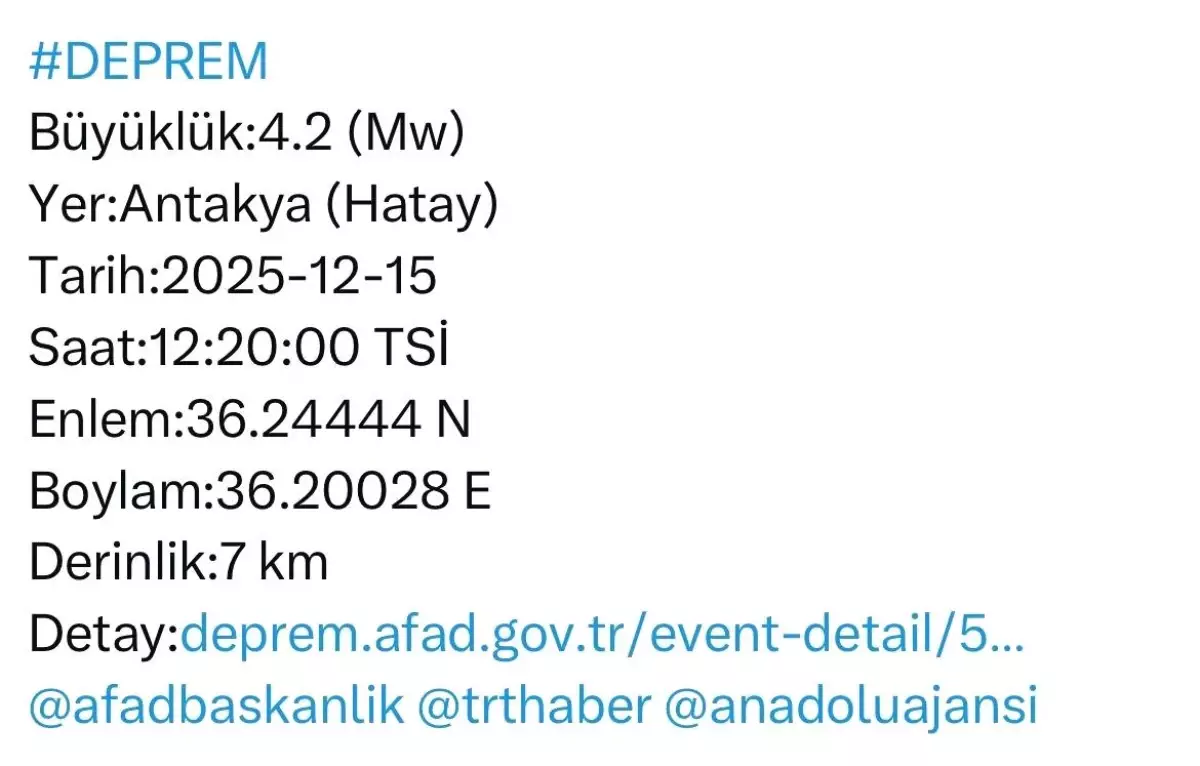 Hatay Valiliği'nden deprem açıklaması