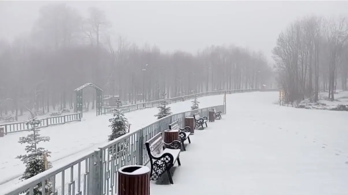 Kuzuyayla Tabiat Parkı beyaza büründü