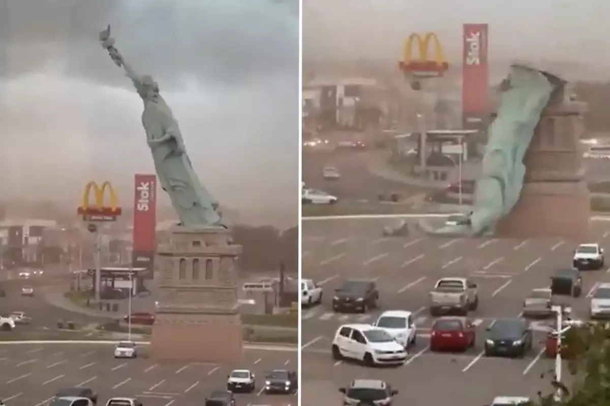 Brezilya'da fırtına dehşeti: 24 metrelik özgürlük heykeli devrildi