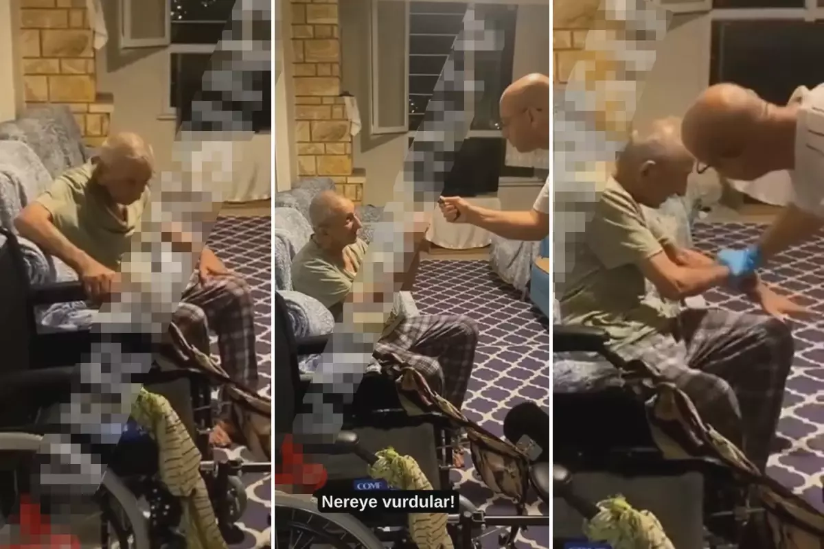 Eldiven takıp yaşlı adamı dövdü! Huzurevinde vicdanları sızlatan görüntüler