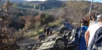 Manisa'da şarampole devrilen otomobilin sürücüsü yaralandı