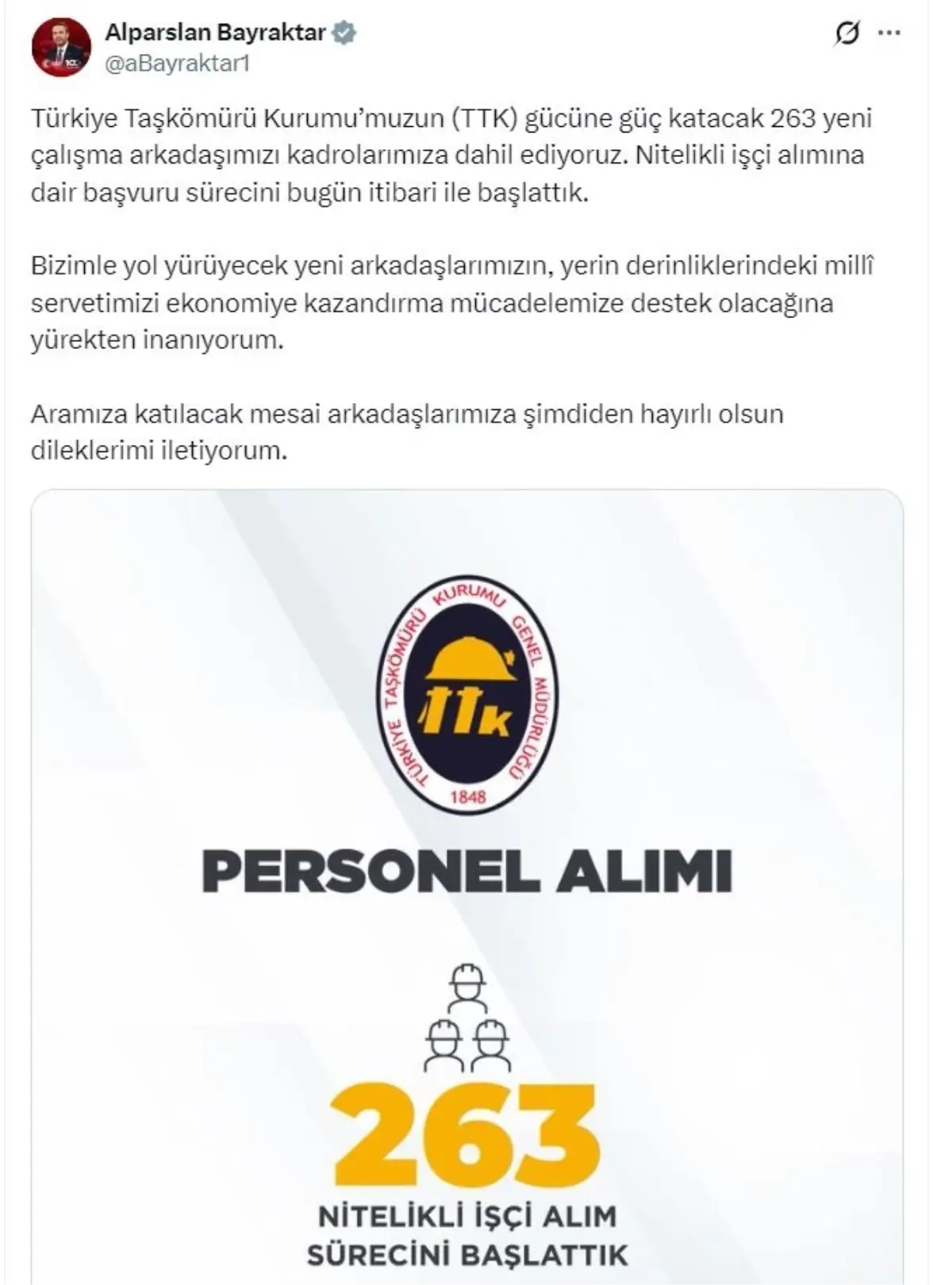 TTK'ya 263 yeni çalışma arkadaşı alınacak