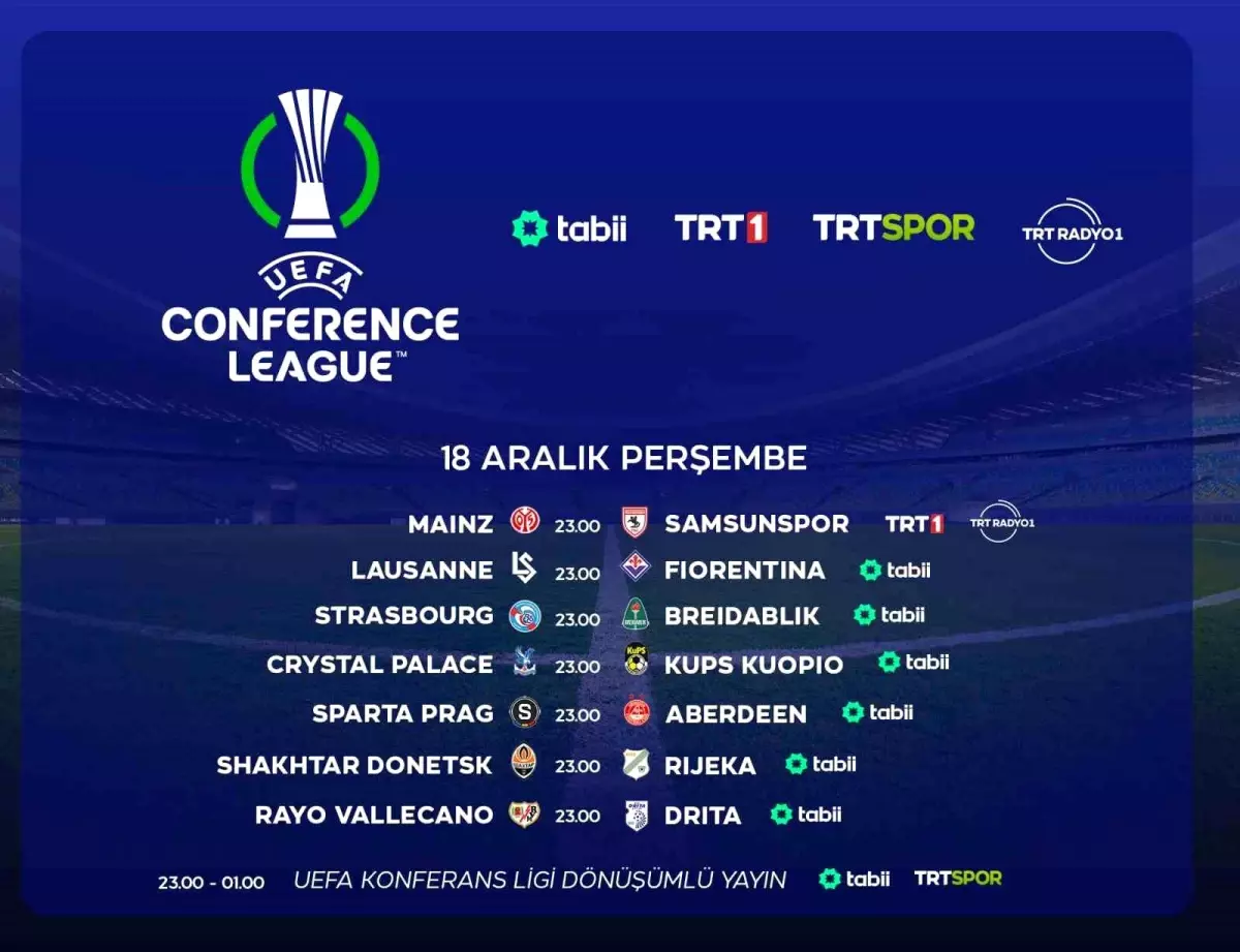 UEFA Konferans Ligi maçları TRT ve tabii'de