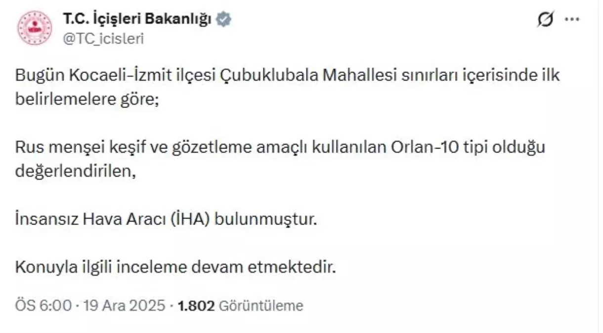 Kocaeli'de insansız hava aracı düştü