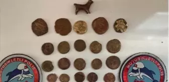 Mardin'de tarihi eser niteliğinde hayvan figürlü heykel ve 45 sikke ele geçirildi