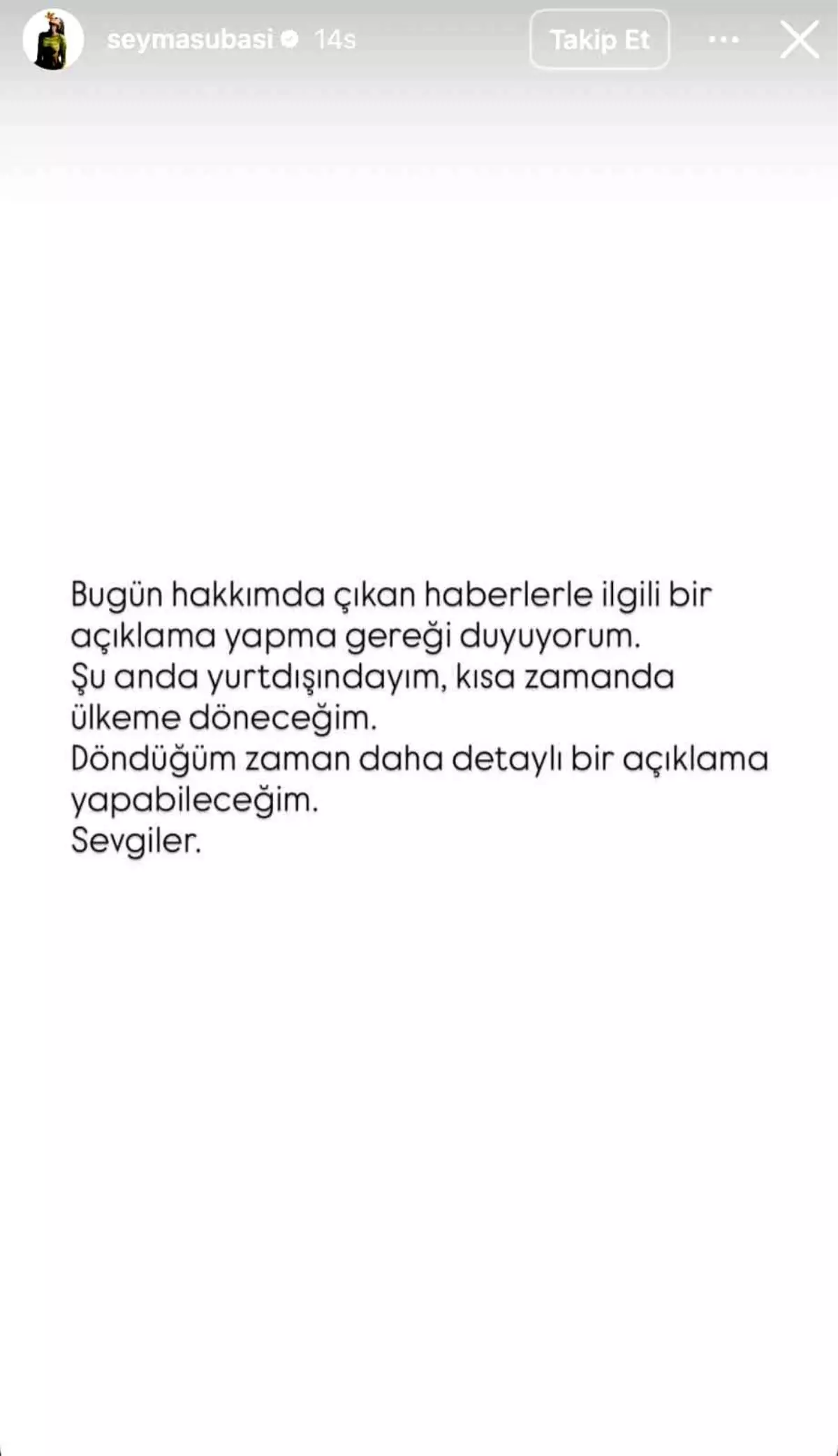 Uyuşturucu soruşturmasında hakkında yakalama kararı çıkartılan Şeyma Subaşı: 'Ülkeme döneceğim'
