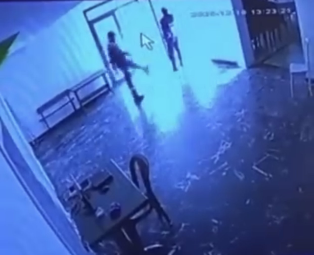 Kicked the cat, those moments were captured on camera