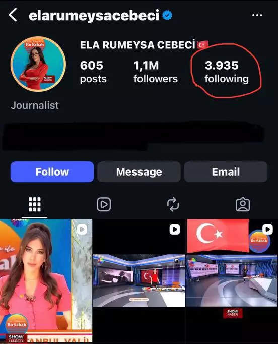 Notable changes in Ela Rümeysa Cebeci's social media account