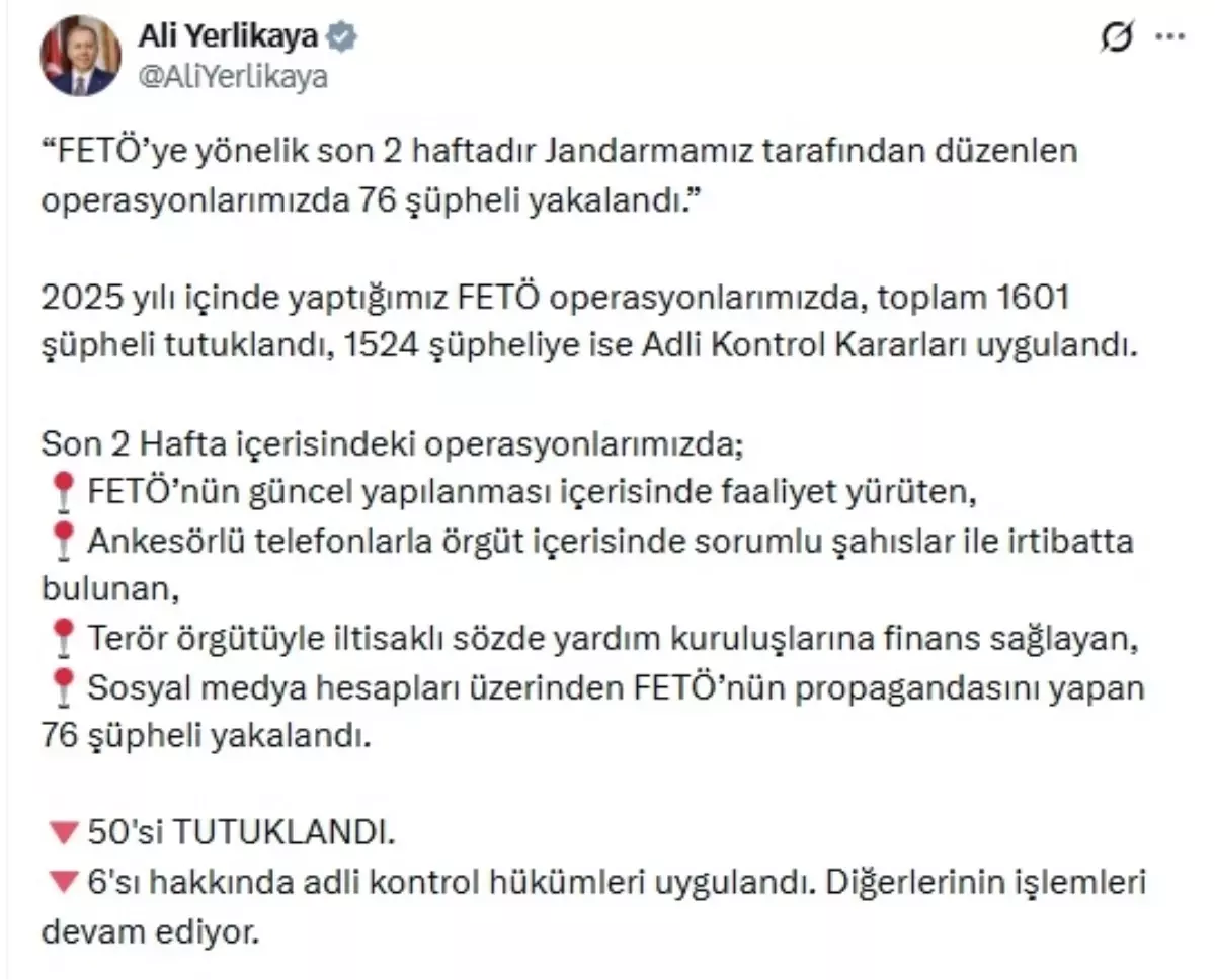 FETÖ'nün güncel yapılanmasına operasyon: 50 tutuklama