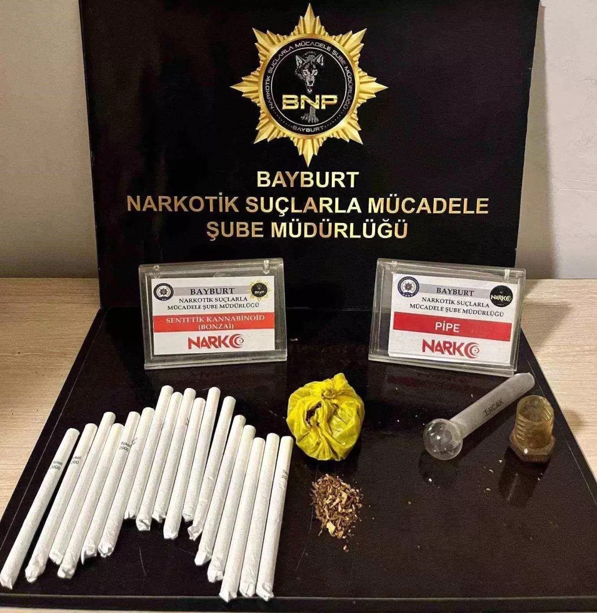 Bayburt'ta yapılan uyuşturucu operasyonunda bonzai ve lyrica ele geçirildi