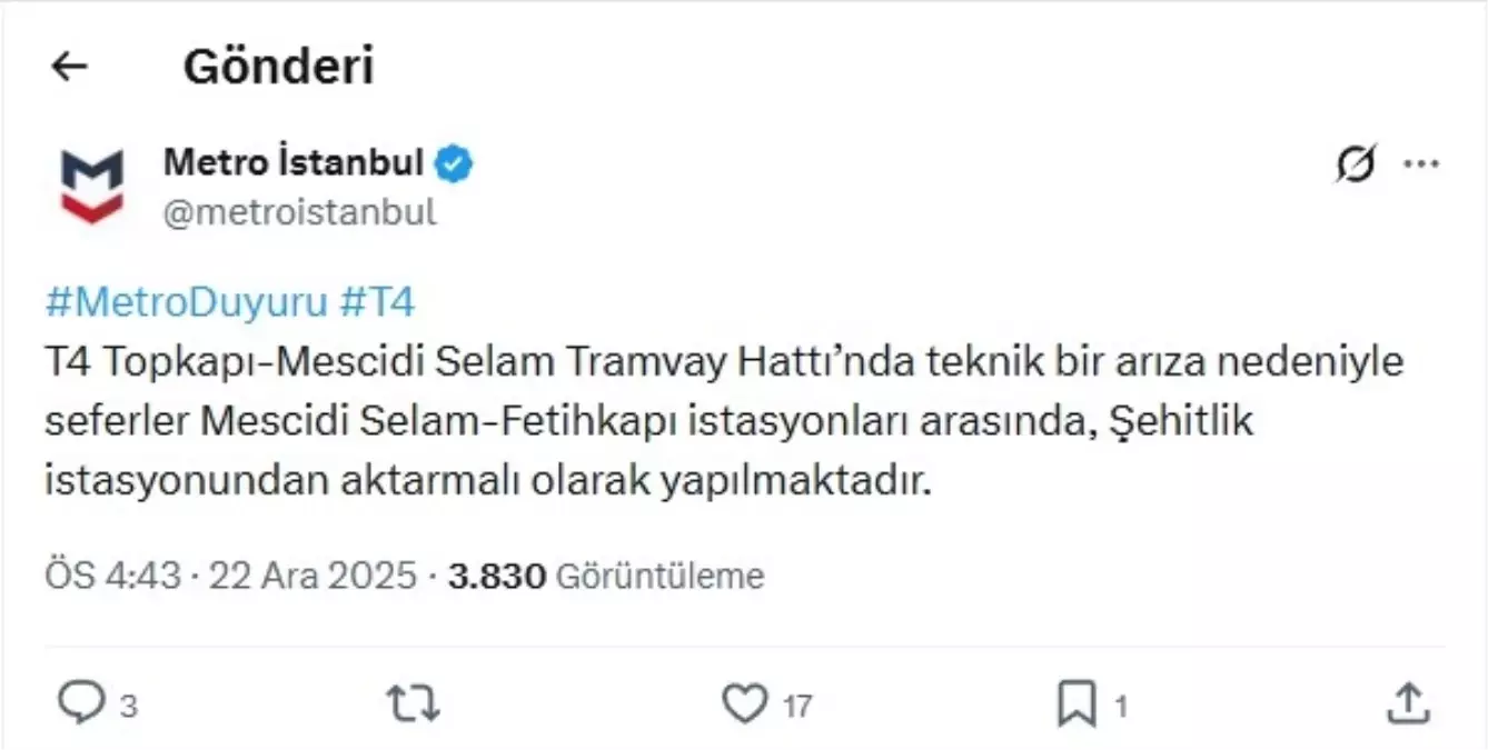 Topkapı'da tramvay raydan çıktı; yolcular tahliye edildi