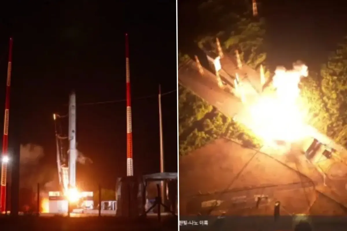 Kalkıştan 30 saniye sonra alev aldı: Güney Kore'nin ilk ticari uzay roketi düştü