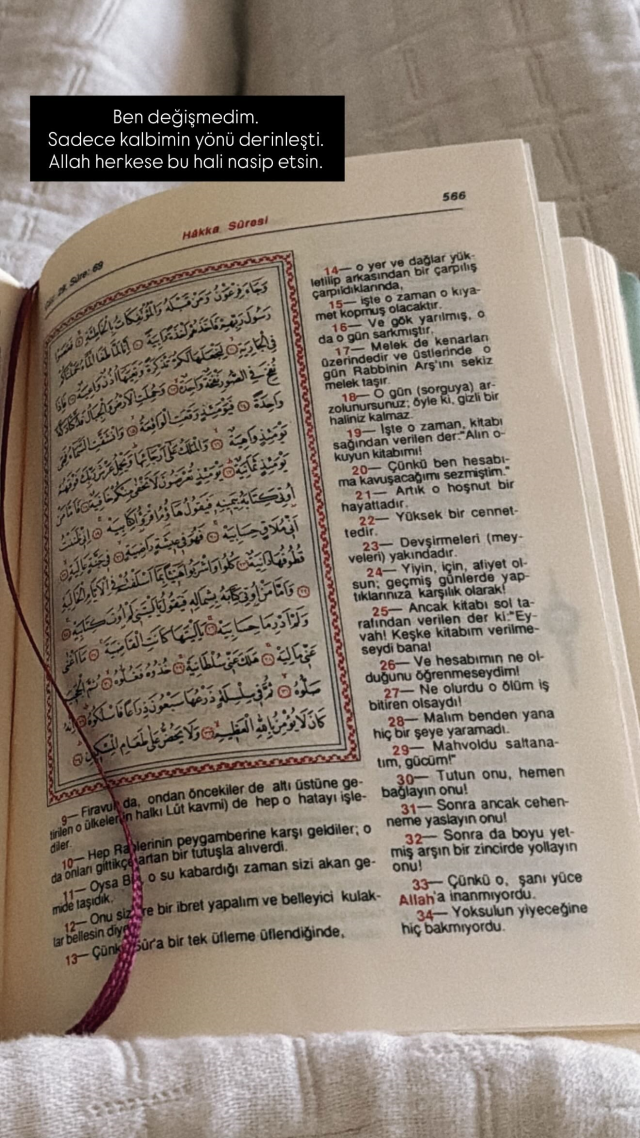 Şeyma Subaşı shared the Quran again, she wrote those words: May Allah grant it to everyone