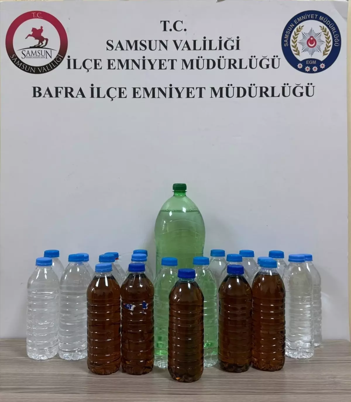 Bafra'da 23 şişe sahte alkol ele geçirildi
