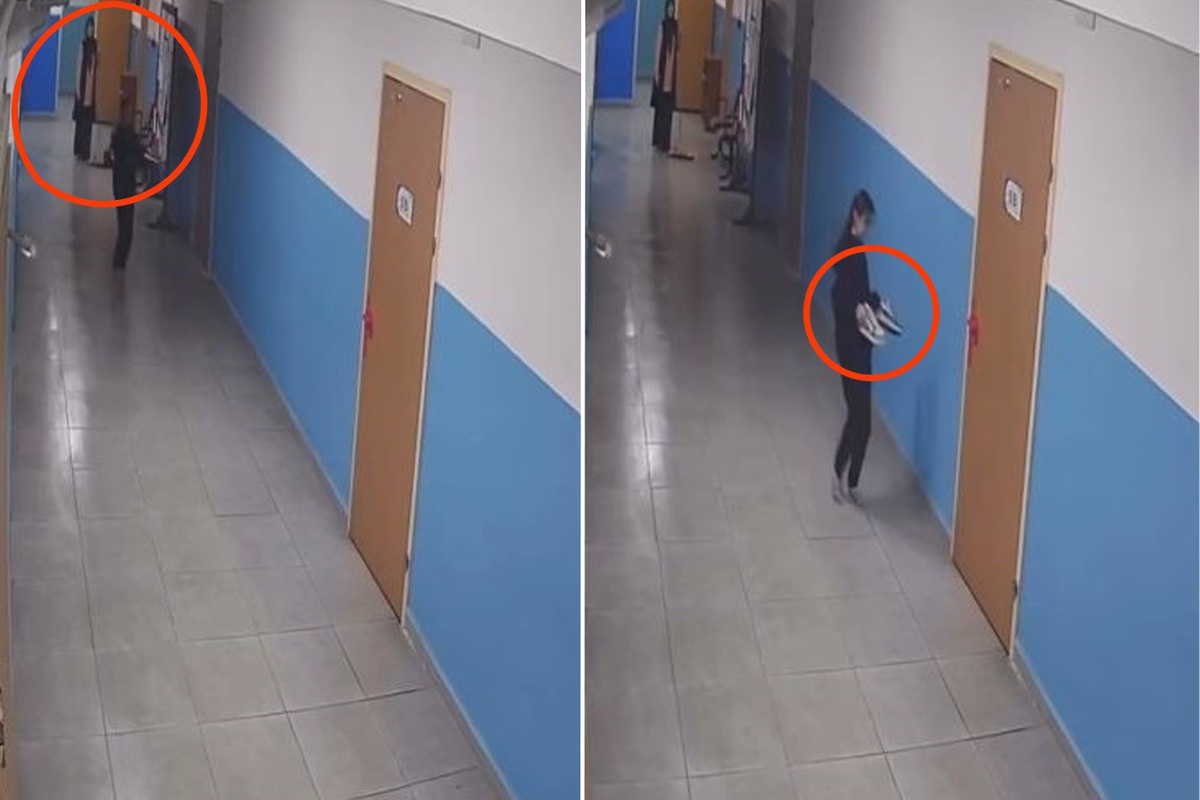 Paspas yapılan alanı kirletmemek için ayakkabılarını çıkarttı