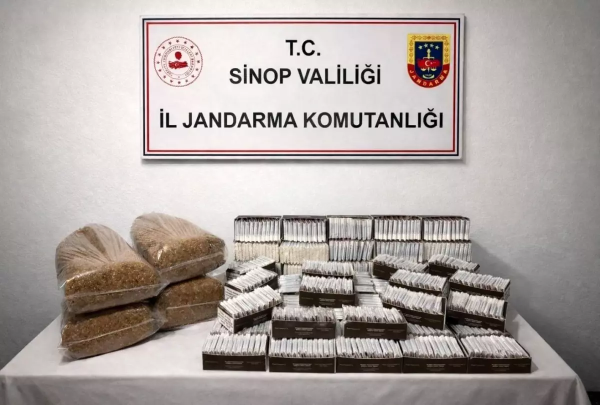 Sinop'ta kaçak tütün operasyonu: 20 kilo tütün, 10 bin adet makaron ele geçirildi