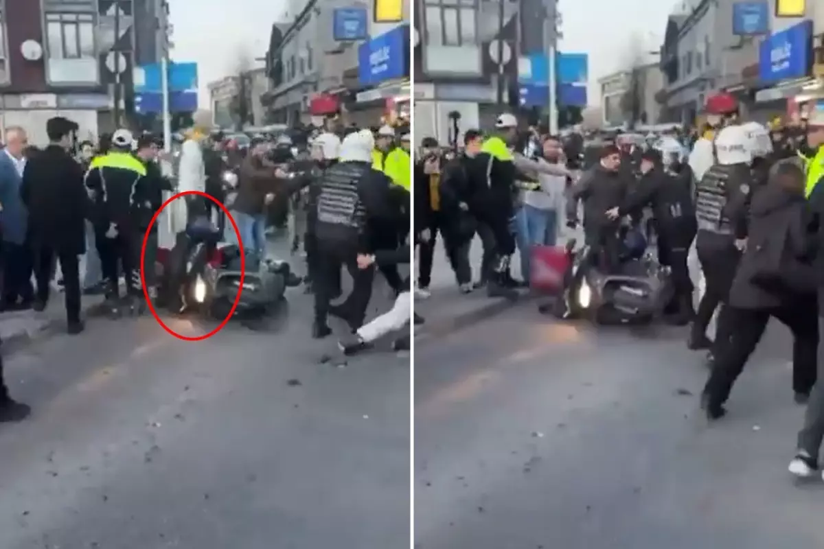 Taksiciler TAG sürücüsü zannettikleri kuryeye saldırdı! Görüntüler ortaya çıktı