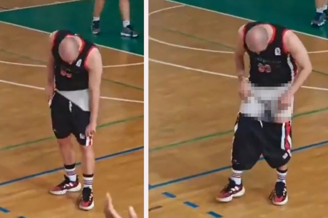 He turned to the crowd and pulled down his shorts, the hall turned into a fire