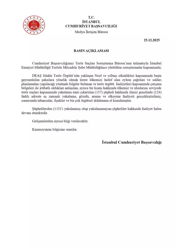 major operation in Istanbul: 115 detentions