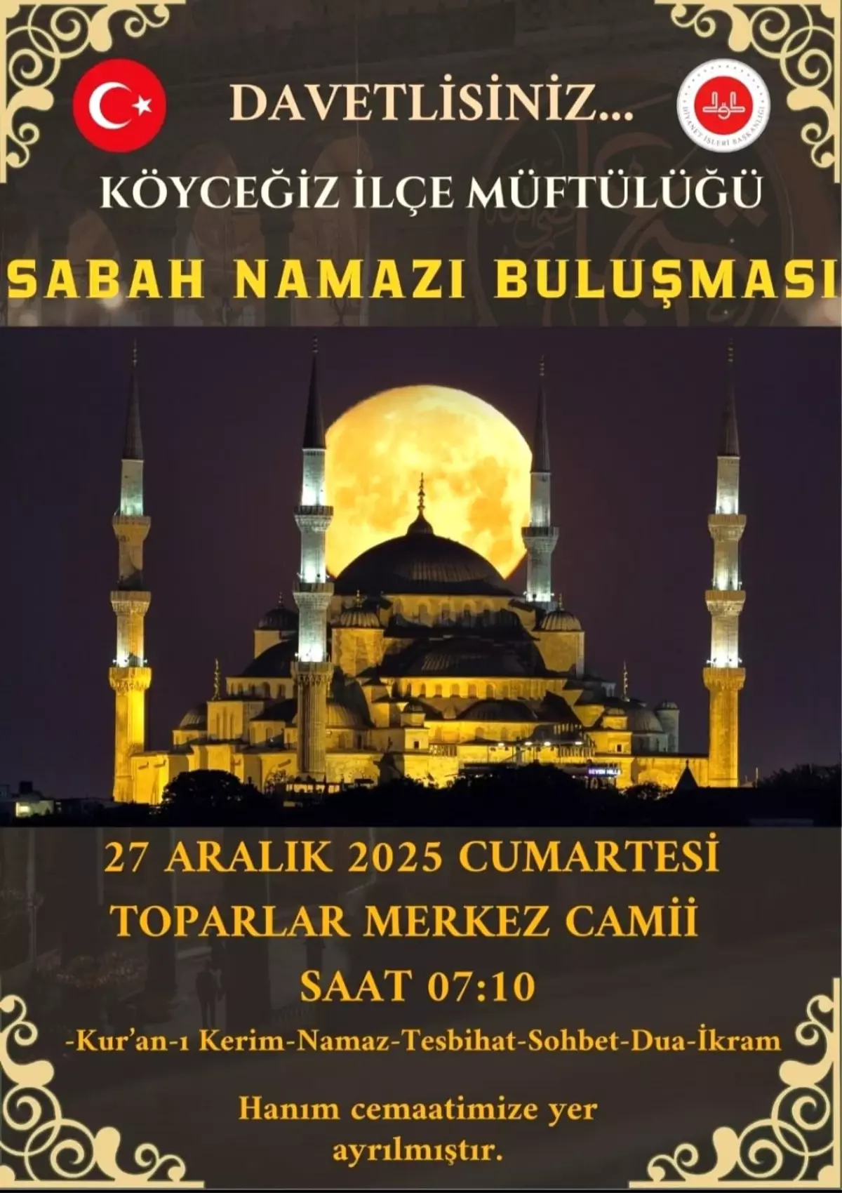 Köyceğizliler Sabah Namazı buluşmasına davet edildi