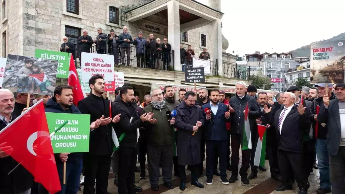 Ordu'da Filistin'e destek, İsrail'e tepki