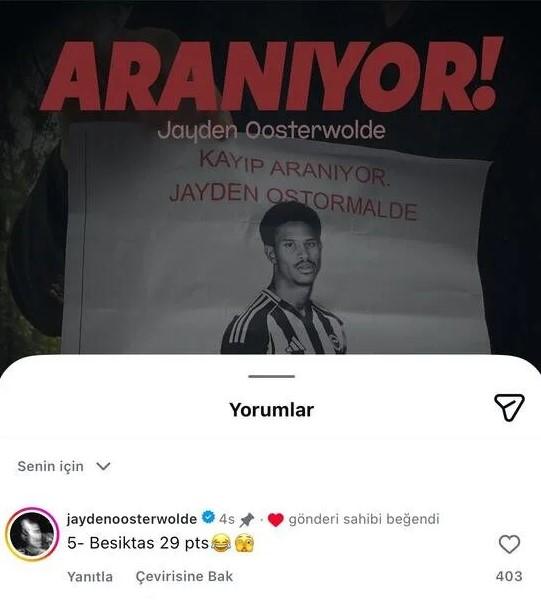 Jayden Oosterwolde's striking response to Beşiktaş