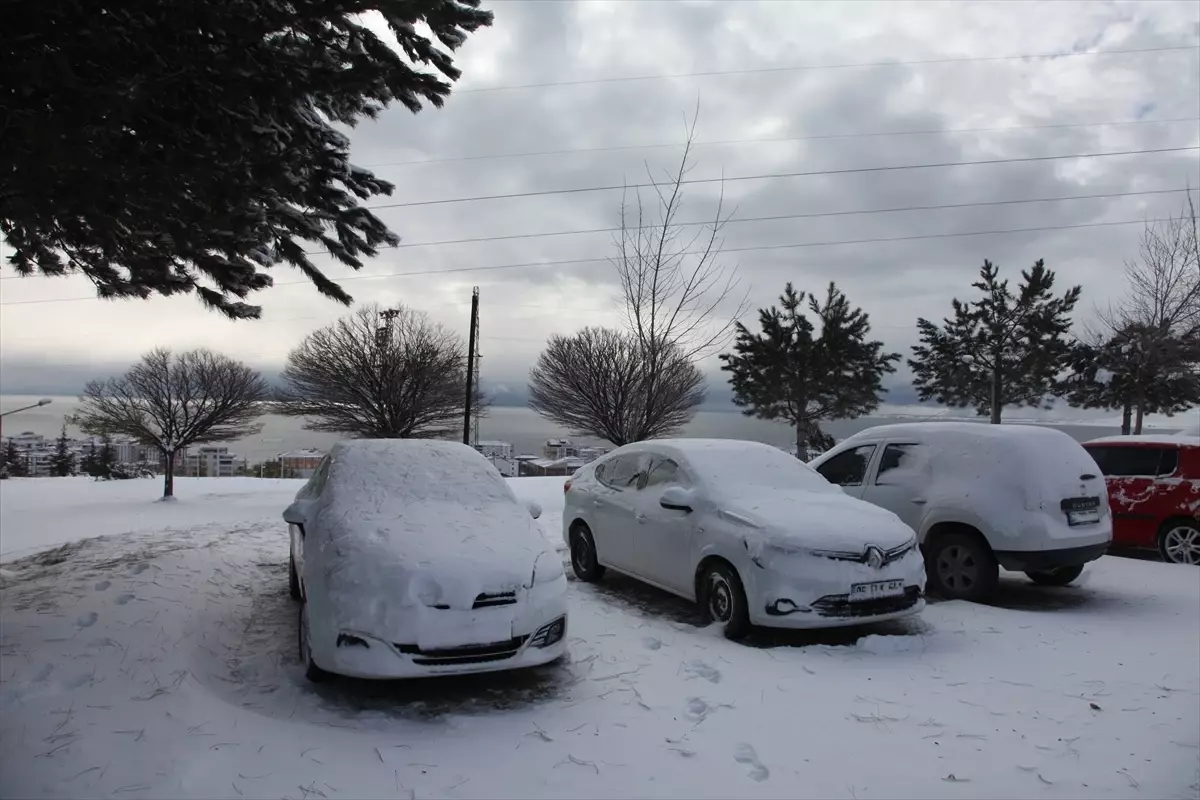 Ahlat kar yağışıyla beyaza büründü