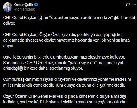 Ömer Çelik's strong reaction to Özgür Özel's UAV claim