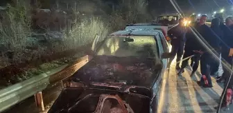 Bilecik'te seyir halindeki otomobil yandı