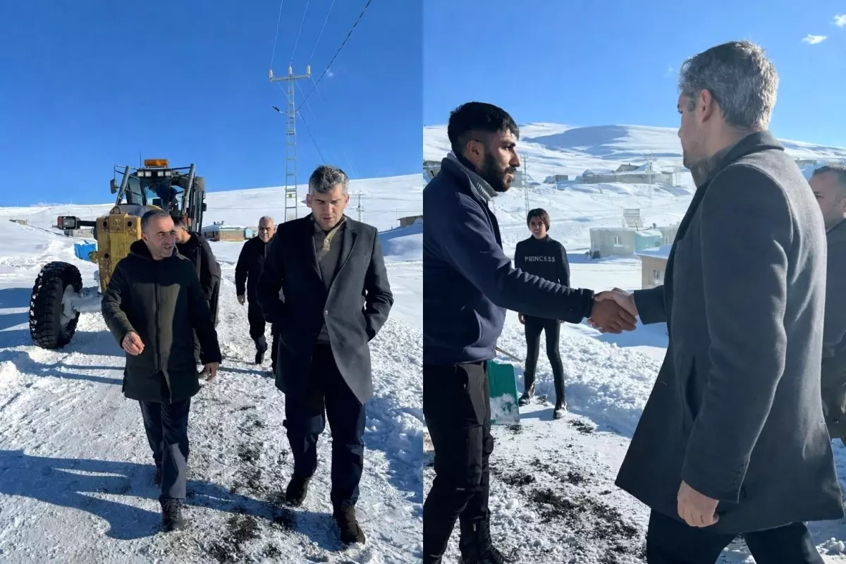 Diyadin'de kapanan köy yolları için çalışmalar sürüyor